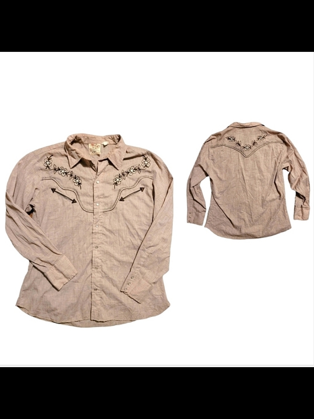 Vtg H Bar C Western Button Up Shirt Sz L/Xl